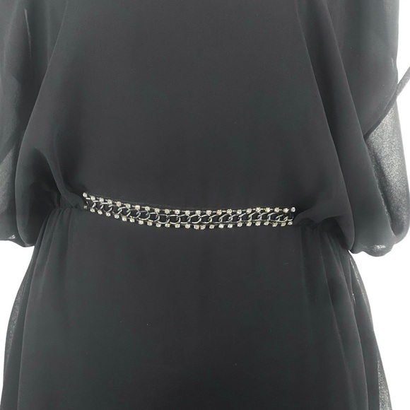 BY ARTISAN MINI V-NECK & CRISS CROSS BACK MINI DRESS WITH JEWEL WAIST DETAIL - Picture 4 of 14